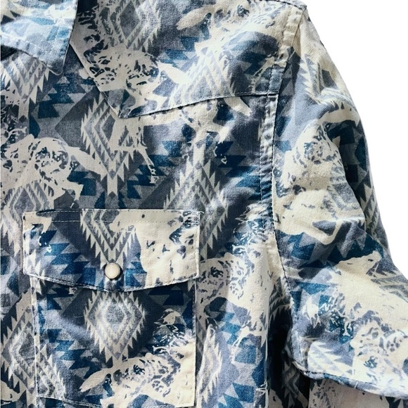 Wrangler Aztec Horses Pearl Snap Long Sleeve Button Down Women's Shirt Size XL - Picture 5 of 7